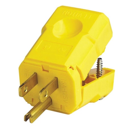 Leviton Straight Blade Plug, 5-15P, 15 A, 125V AC, 2 Pole, Screw Terminals, Grounded 05256-0VY